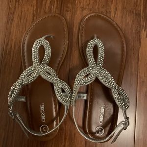 Sparkly silver sandals